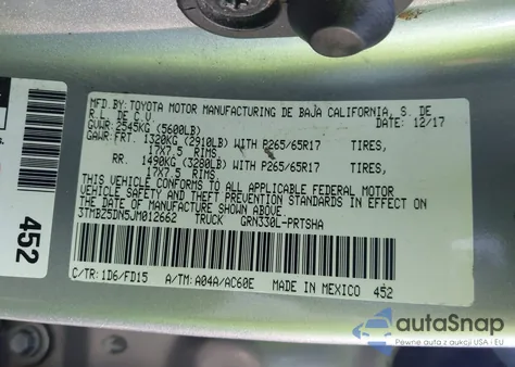 2018 Toyota Tacoma Trd Sport from USA, damaged, VIN 3TMBZ5DN5JM012662